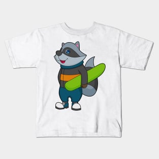 Racoon as Snowboarder with Snowboard Kids T-Shirt